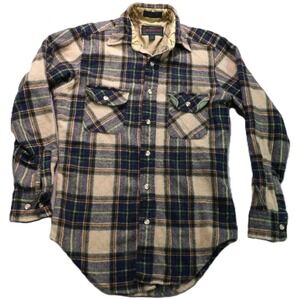 VTG Mountain Tek Wool Flannel Shirt Men S Plaid Button Up 90s Outdoor Hiking Top